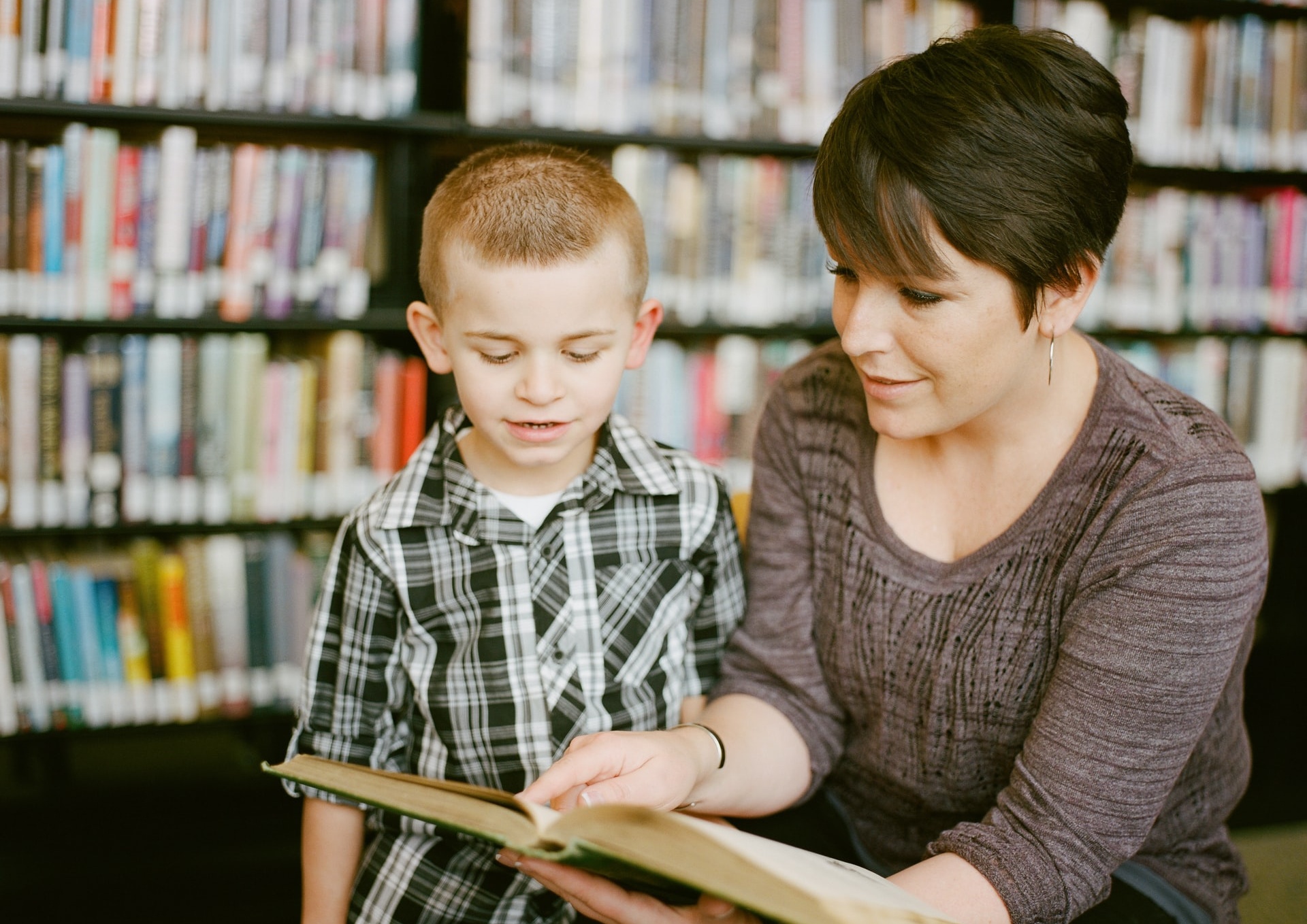 Children and adult reading